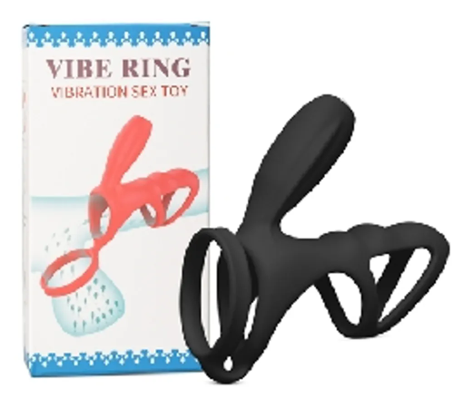 Black Color Silicone Vibrating Cock Ring